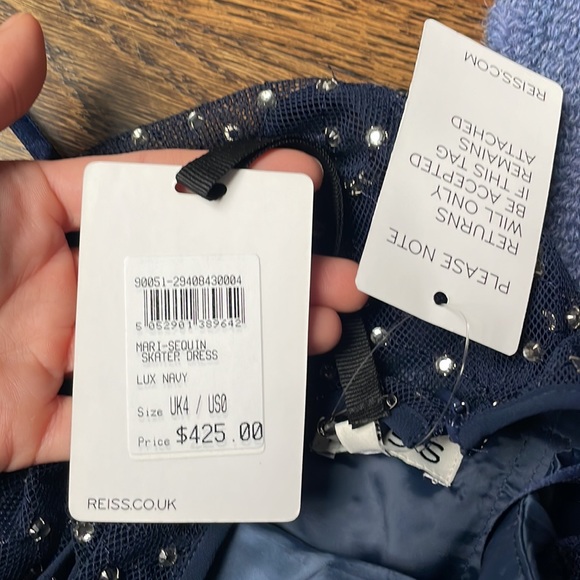 NWT Reiss Mari Sequin Skater Dress Size 0 - Picture 6 of 7